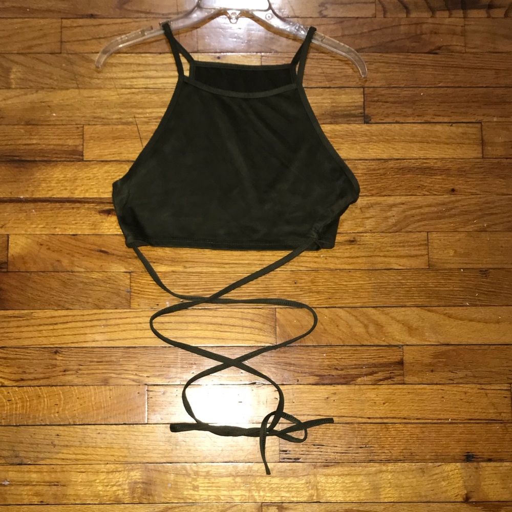 2 for $10 Hunter Green Suede Crop top